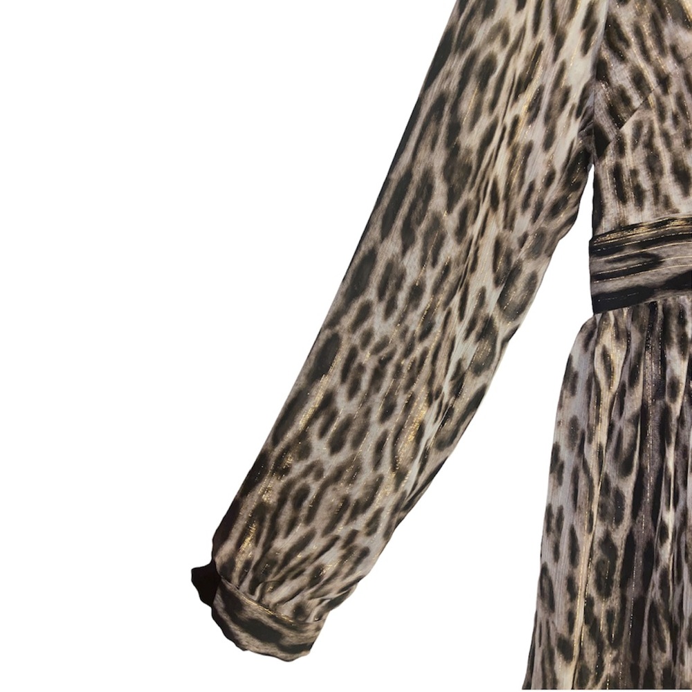 Michael Kors sheer leopard cheetah π print dress, gold metallic, NWT, size 8 - Picture 6 of 7